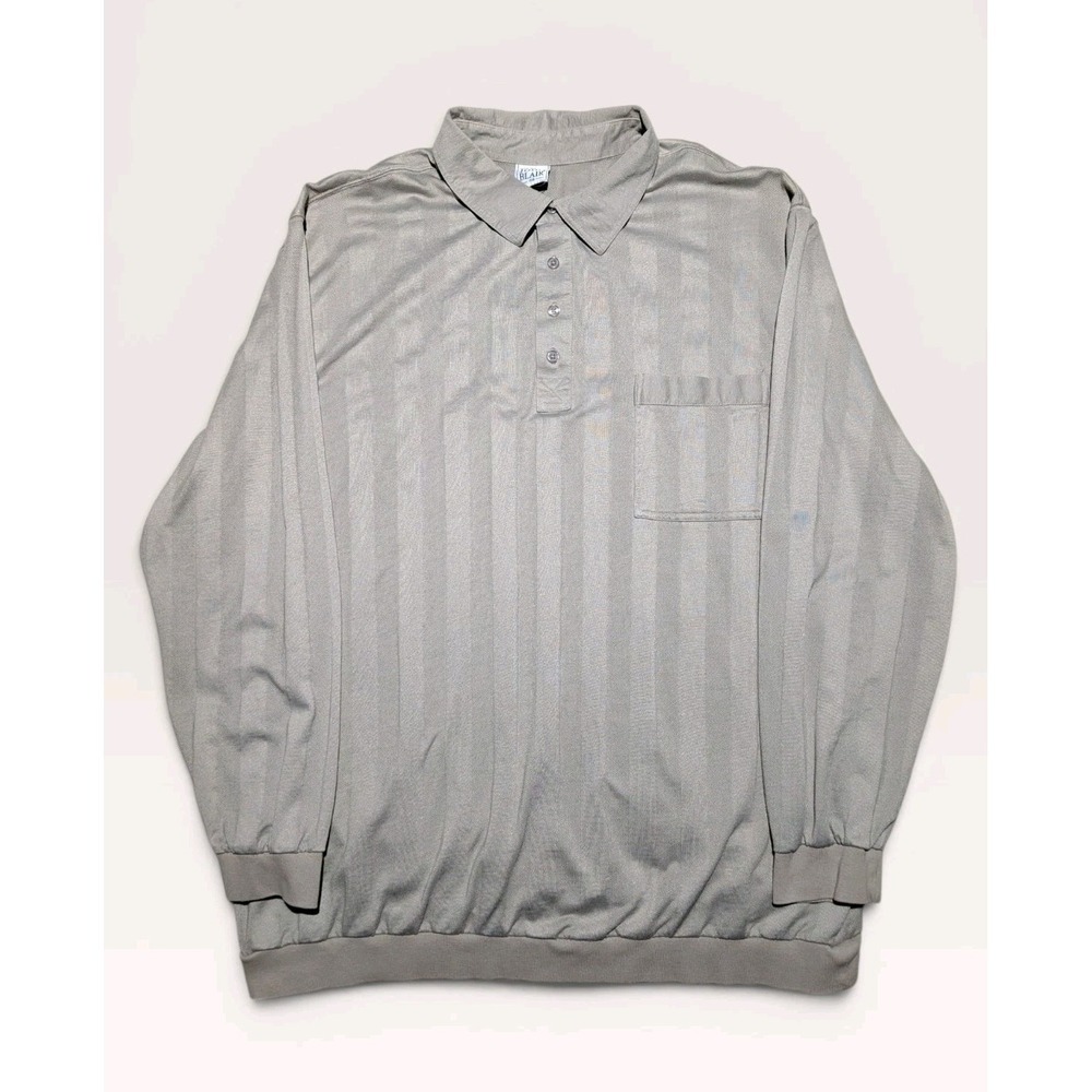 VTG John Blair Long Sleeve Polo Shirt Mens XL Beige Textured 90s
